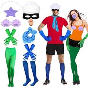 Halloween Merman Sailor Costume Accessories for Adult Women Men Halloween Couple Costume Dress Up Role Playing