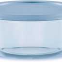 Pyrex Colors Tinted (4 Cup) Medium Round Food Storage Container, Snug Fit Non-Toxic Plastic BPA-Free Lids, Freezer Dishwasher Microwave Safe (Blue)