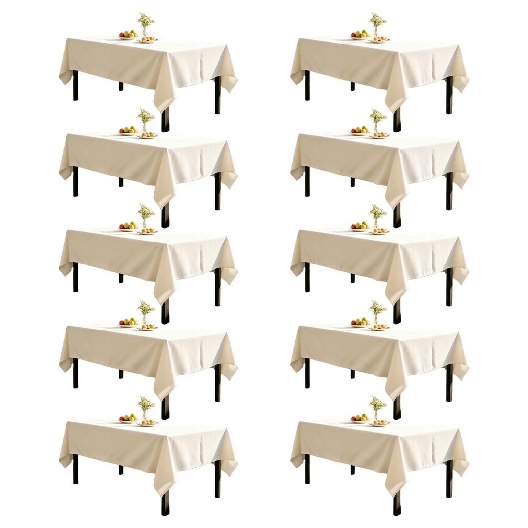 DRESSMAKER 10 Pack Ivory Table Cloth Rectangle 70X120 Inch Fit 8FT Table