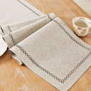 Burlap Style Farmhouse Table Runner, 13 x 36 Inch Coffee, Rustic Geometric Hollow Table Runners 36 Inches Long for Dresser Table Everyday Use