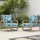 24x24 Outdoor Chair Cushions Set of 2, Waterproof Deep Seat Cushions for Patio Furniture with Removable Cover, Fade Resistant 4'' Outdoor Seat Cushion with Ties Handle for Wicker Sofa Couch, D20, 24x24x4in-2Set