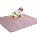 BALAPET Thick Memory Foam 50x50 Play Mat for Playpen, Super Soft Velvet Portable Baby Playpen Mat for Kids Toddler Crawling and Play, Non-Slip Bottom Playmat, Pink (4'2" x 4'2")