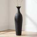 Tall Floor Vase, Large Black Metal Vase for Pampas Grass, Decorative Rustic Vases for Farmhouse Decor, Large Floor Vases for Modern Living Room Corner, Fireplace, Hallway, 23 inches