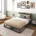 Firpeesy Upgrade Anti Bending and Round Corner Legs 10 inch Metal Queen Bed Frame 3500 LBS Heavy Steel Slats Support Platform Bed Frames No Box Spring Needed Platform Noise Free Easy Assembly