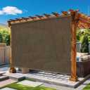Vintage Mocha Outdoor Roller Shades 8' W x 8' H, Exterior Cordless Patio Shade Roll up-Down Blinds Spliced Design (Fixed 2 Poles, One-Full Piece Fabric Sunshade Screen), 96"W x 96"H