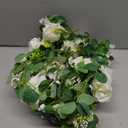 Artificial Rose Vine Silk Flower Garland Hanging Baskets Plants Home Outdoor Wedding Arch Garden Wall Decor, 2PCS (10 ft, White)