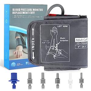 XL Blood Pressure Replacement Cuff Arm - 9"-21" Wide-Range Extra Large BP Cuff Fits from Medium to XLarge Big Arms, 6 Sizes of Connectors Compatible with Omron and Other Brands (Cuff Included Only)