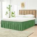 Biscaynebay Wrap Around Bed Skirts for Queen Beds 19" Long Drop, Sage Adjustable Elastic Dust Ruffles Easy Fit Wrinkle Resistant Silky Luxurious Fabric Machine Washable