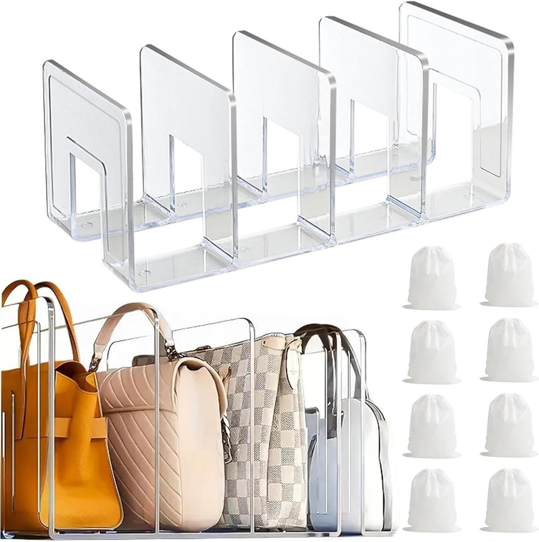 Purse Handbag Organizer for Closet,12.5x5.5x5 Inch Purse Storage with 8 Non-Woven Dust Bags,Birthday, Valentine's Day Mother's Day, Storage Gifts (2 Pack)