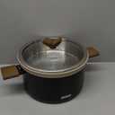  Nonstick Soup Pot With Lid, 4.5Qt Non Stick StockPot Large Cooking Pot with Lid, Titanium - containing Soup Pot, Induction Compatible, PFOA/PFOS Free (Midnight Black)