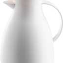 TableCraft 12663, 34 oz (1 L) Plastic Coffee Carafe with Glass Liner, White Frosted Vacuum Insulated Coffee Dispenser with Push Press Lid, Lightweight, Ideal for Diners, Cafes & Restaurants