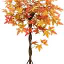 Artificial Maple Tree, 4FT Orange Potted Fake Plants Autumn Decoration Fall Tree for Home Office Party, Thanksgiving Halloween, Outdoor Indoor Porch Entryway