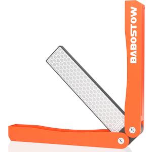 Diamond Knife Sharpener Tool, 400/1000 Grits Double Sided Diamond Sharpening Stone Tool, Manual Knife Sharpener Tool, Portable Folding Knife Sharpeners for Kitchen and Outdoors - Orange