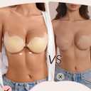 Rosefly Silicone Sticky Bra Push up for Women,Strapless Adhesive Bras, Invisible Seamless Silhouette for Dress