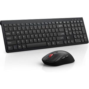 Wireless Keyboard and Mouse Combo,Quiet Click,Full Size Design with Number Pad,Ergonomic Mouse with 5 DPI,Sleep Mode-GAMCATZ 2.4G Slient Portable Cordless Combo for Laptop/PC/Computer/Mac(Black)