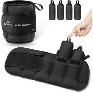 Sportneer 20lbs/Pair Adjustable Ankle Weights for Women and Men, Modularized Leg Weight for Yoga, Walking, Running, Aerobics, Gym, Physical Therapy, 10LBS x 2