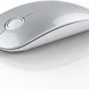 RAPIQUE R306 Wireless Mouse, Bluetooth 5.1 & 2.4GHz Dual Mode Silent Mouse, Silver Gloss Top with White Matte Base, Slim Portable Mouse for Laptop, MacBook,Tablet, Chromebook (Silvery)