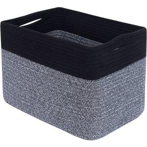 MINTWOOD Design Storage Basket for Shelves, Decorative Baskets for Organizing, Book Basket, Storage Cube Bin Box, Woven Closet Organizer, Pantry Closet and Shoe Basket, Gray
