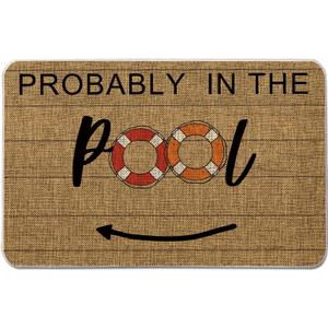 GAGEC Summer Door Mat Probably in The Pool Holiday Decorative Doormat Entrance Rugs Farmhouse Home Kitchen Decoration Floor Front Door Mat Outdoor Indoor 17 x 27 Inch
