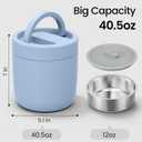 HOMEKOL Thermo for Hot Food Soup: 40.5 oz Insulated Lunch Container for Adults, Stainless Steel Thermal Jar with 12oz Inner Jar, Wide Mouth Leakproof Easy-Open Lid with Foldable Spoon & Handle, Blue
