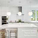 Bagood 8 Inch Globe Pendant Light Nickel Globe Pendant Lights Kitchen Island Mid Century Light Fixture with Milky White Glass Contemporary Adjustable Hanging Lights for Dining Room (Bulb Included)