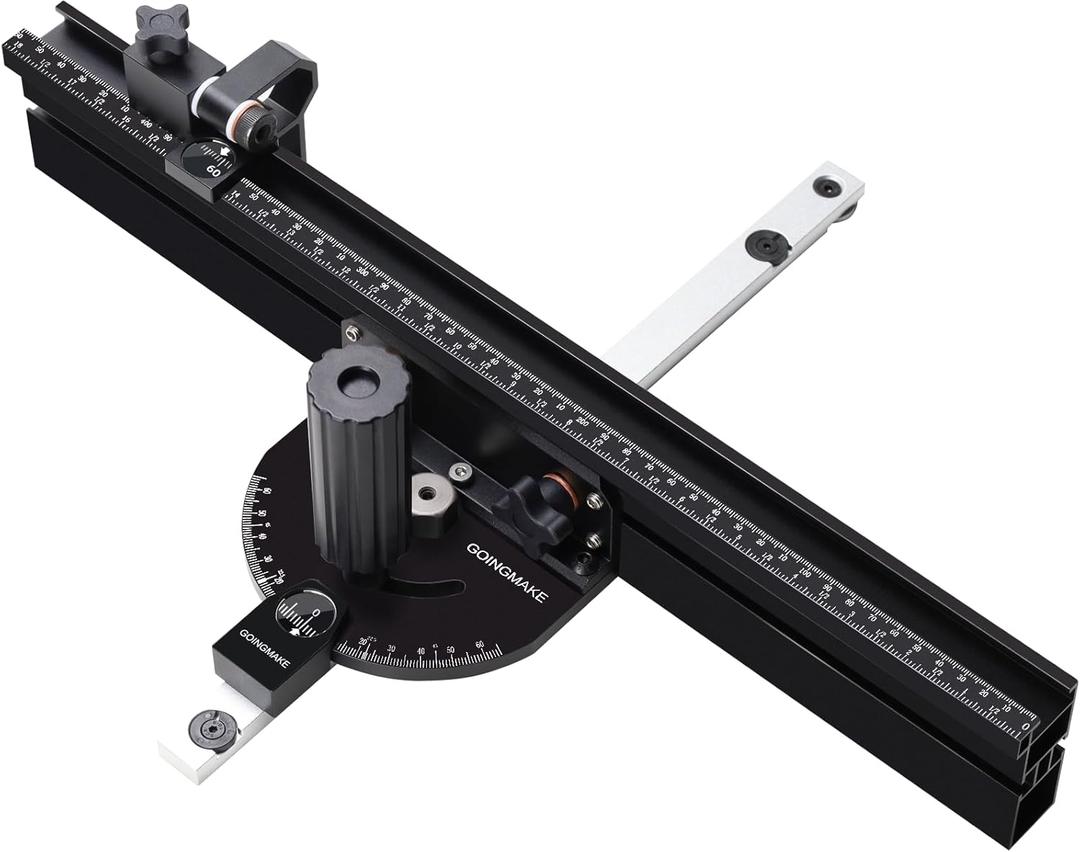 GOINGMAKE Portable Table Saw Miter Gauge with 18 Inch Fence and Multifunction Flip Stop and Positive Angle Stops, Miter Gauge for Table Saw Accessories, for Woodworking Cuts, Fits 3/4"x3/8" Slot