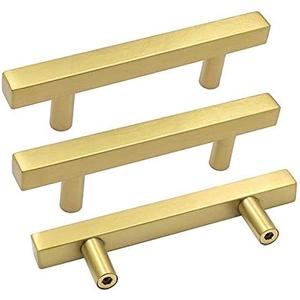 Goldenwarm 40 Pack Gold Cabinet Handles 3"(76mm) Brushed Brass Cabinet Pulls T Bar Drawer Pulls for Kitchen Cupboard & Drawer Hardware