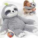 Mewaii 4 Lbs Weighted Stuffed Animals with Heating Pad- Heavy Belly & Limbs, 15" Sloth Heated Plush for a Realistic Hug, Super Soft Fluffy Plush Toy for Kids