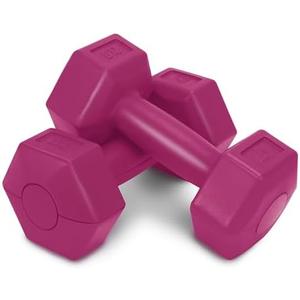 2 Pairs,RBX 4lb Pair Hex Dumbbells, 2lb Each, Hex Shape for Stability, Compact for Easy Portability, Dumbbell Set for Strength Training, Cardio, Walking, and More, All Fitness Levels (Raspberry)