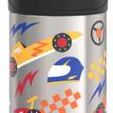 THERMOS FUNTAINER Water Bottle with Straw - 12 Ounce, Hot Rods - Kids Stainless Steel Vacuum Insulated Water Bottle with Lid