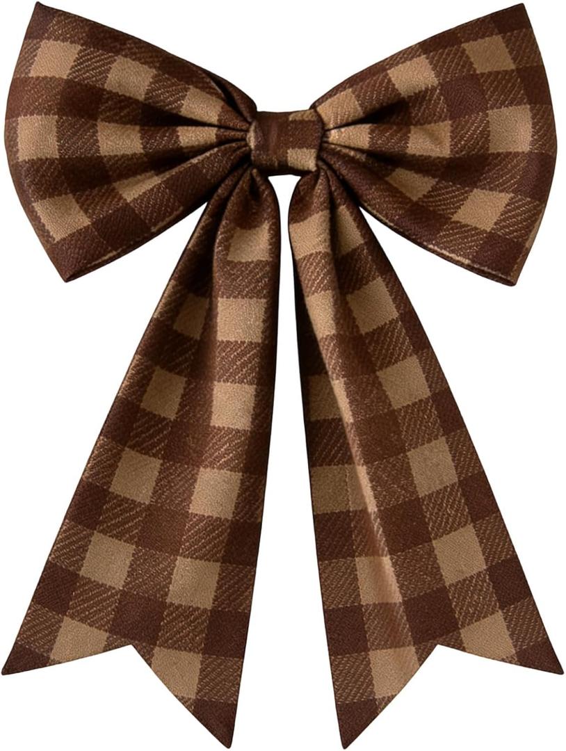 Large Brown and Beige Checkered Coquette Bow For Backdrop 27.6 X 21.7 Inch Big Gingham Bow Wall Decor Giant Ribbon Tie Hanging Gift for Birthday Bachelorette Party Baby Shower Bridal Shower Wedding