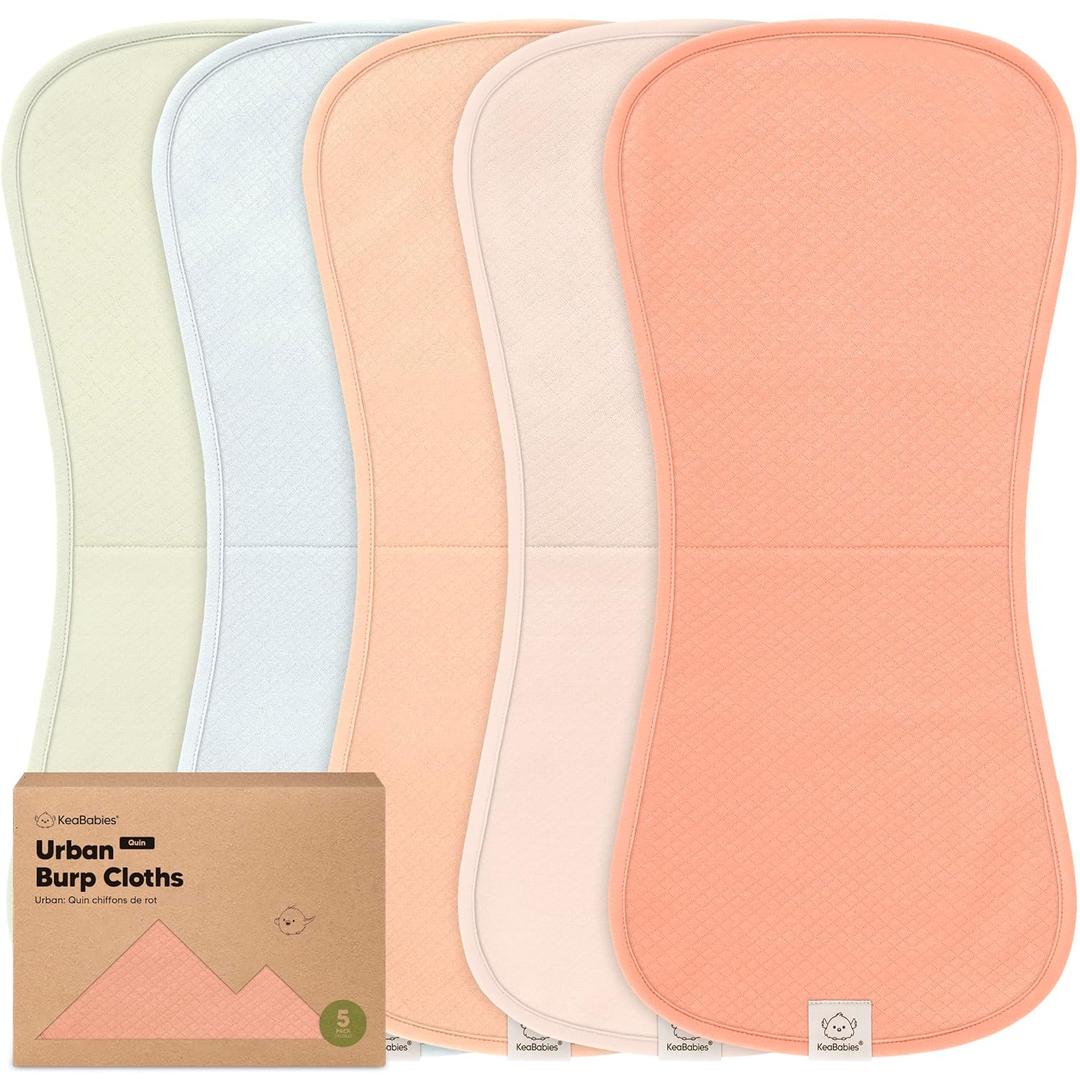 KeaBabies 5-Pack Organic Burp Cloths Baby Girl, Boy - Extra Large, Absorbent Baby Burp Cloths, Soft Burping Cloths for Babies, Newborn Burp Clothes, Cotton Burp Rags, Thick Burp Cloth (Flora Dew/Quin)