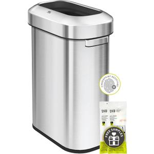 EKO Urban 16 Gallon/60 Liter Open Top Stainless Steel Slim Commercial Trash Can, Tall Kitchen Trash Bin, Heavy-Duty Commercial Grade Large Garbage Bin for Home, Office, Hotel, Cafe, Restaurant, Dorm
