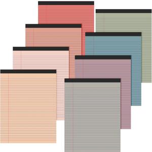 Fuutreo 8 Pcs 8.5'' x 11'' Colored Legal Pad 50 Sheets Per Writing Pads Narrow Ruled Notepad Perforated Writing Notepad Office Supplies for College Office Business (Vintage Color)
