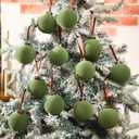 30Pcs Velvet Christmas Balls Bulk Flocked Christmas Tree Ball Ornament Plastic Balls Xmas Decorative Hanging Ornaments Xmas Tree Decoration(2.36 Inch,Green)