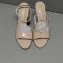 Coutgo Womens Kitten Heels Sandals Pointed Open Toe Ankle Buckle Strap Summer Dress Shoes (6, Nude)