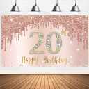 Happy 20th Birthday Banner Backdrop Decorations for Women Girls, Rose Gold 20 Birthday Sign Party Supplies, Pink 20 Year Old Birthday Poster Background Photo Booth Props Decor