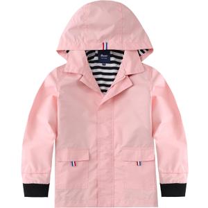 Hiheart Boys Girls Waterproof Hooded Jackets Cotton Lined Rain Jackets (4-5T, Pink)