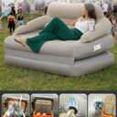 JEASONG Blow Up Couch Air Mattress Queen with Built in Pump, 2-in-1 Air Sofa & Inflatable Mattress, AirBed Blow Up Mattress with Headboard & Cupholder, Inflatable Couch for Camping, Movie Night, Guest