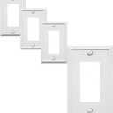 OKAWYC Single Decorator Light Switch Cover Aria Metal Wall Plate, 4-Pack White 1 Gang Single Rocker, for Receptacle Dimmer Switch GFCI Outlet, Switch Cover Decorative Wallplate, Durable