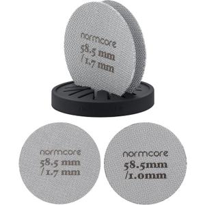 Normcore 2 Packs 58.5mm Puck Screen with Stand - Reusable Contact Shower Screen with Silicone Holder - 1.7mm / 1.0mm Thickness 150m Mesh - Compatible with Espresso Machine 58mm Portafilter Basket