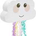BLUE PANDA Pull String Cloud Pinata for Girls Rainbow Birthday Party Supplies, Baby Shower Decorations (16.5 x 10 x 3 In)