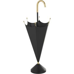 Deco 79 Metal Umbrella Stand with Gold Handle and Ball Details, 11" x 10" x 28", Black