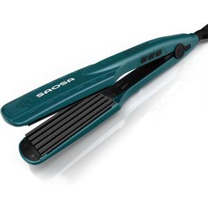 Ceramic Hair Crimper Iron 39mm for Volumizing Fluffy Hairstyle, Corrugation Crimper Hair Iron, Anti Static Ceramic Hair Crimping Iron Adjust Temperature (Turquoise)
