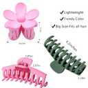 Hair Claw Clips 6PCS Flower Hair Clips  Big Cute Claw Clips For Women Thin Hair, Large Claw Clip for Thin Thick Curly Hair 90's Strong Hold 4.33 Inch Nonslip Matte Hair Clips 6 Colors