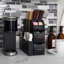 Mind Reader Cup and Condiment Station, Countertop Organizer, Coffee Bar, Kitchen, Stirrers, 5.35"W x 11.25"L x 11.15"H, Black