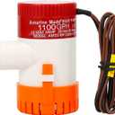 Amarine Made 1100gph 12v Boat Marine Plumbing Electric Bilge Pumps (1100gph 12v 3AMP 5AMP-Fuse 29MM ID Hose) White