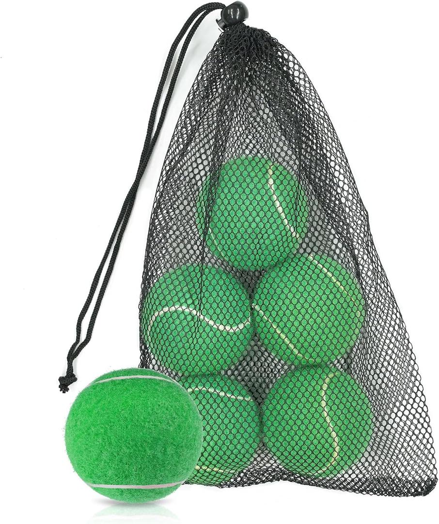 Tennis Balls 6 Pcs Training Tennis Balls Come with Mesh Bag for Easy Transport Beginner High Elasticity Practice Loose Tennis Ball for Dogs Natural Rubber Material (Grass Green)