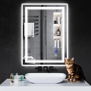 30"x22" LED Bathroom Mirror with Anti-Fog, Stepless Dimmable Lights, 3 Color Modes, Shatter-Proof Tempered Glass,Waterproof Design