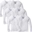 Gerber Baby 6-Pack Long-Sleeve Side-Snap Mitten-Cuff Shirt (Newborn, White)